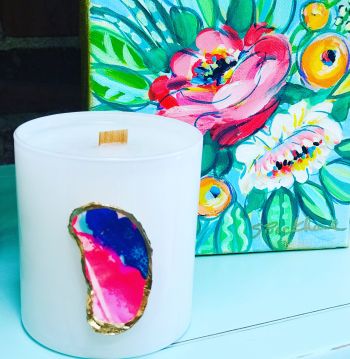 The Polka-Dot Palm Edenton NC, Oyster Shell Candle with a Lilly Twist