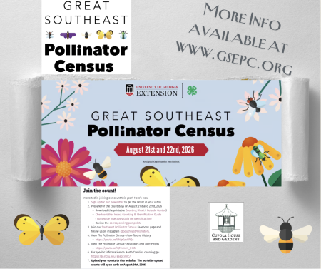 The Cupola House and Gardens, Great Southeast Pollinator Census Count