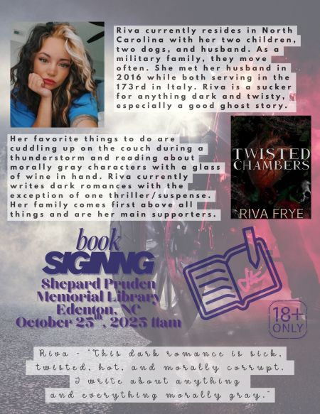 Shepard-Pruden Memorial Library, Book Signing "Twisted Chambers" by Riva Frye