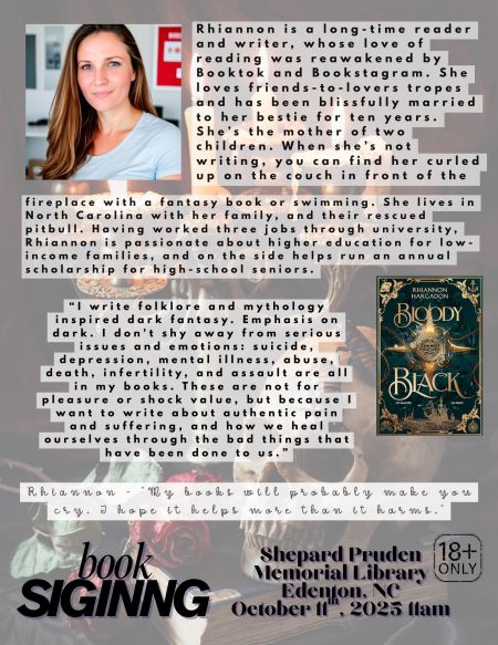Shepard-Pruden Memorial Library, Book Signing “Bloody Black” by Rhiannon Hargadon