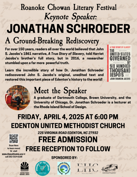 Edenton United Methodist Church, Roanoke Chowan Literary Festival: Keynote Speaker - Jonathan Schroeder