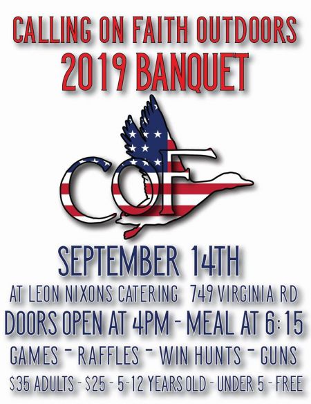 Leon Nixon Catering, Calling on Faith Outdoors 5th Annual Banquet