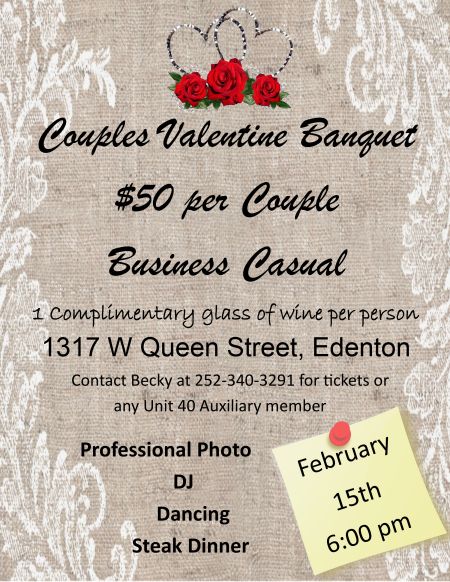 American Legion Post 40, Couples Valentine Banquet