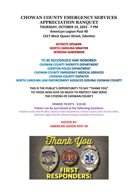 American Legion Post 40, Emergency Services Appreciation Banquet