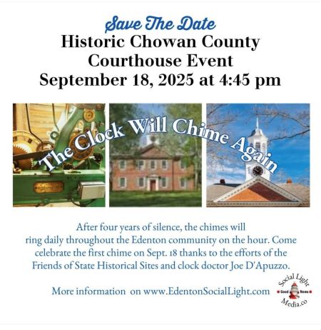 Edenton Events, Historic Chowan County Courthouse: Clock Chimes