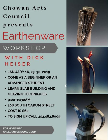 Chowan Arts Council, Earthenware Workshop with Dick Heiser