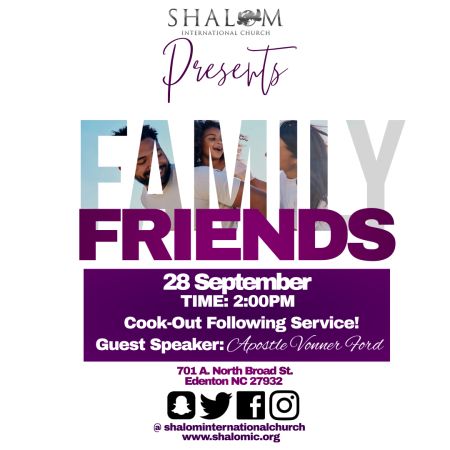 Edenton Events, Shalom International Church Presents Family Friends