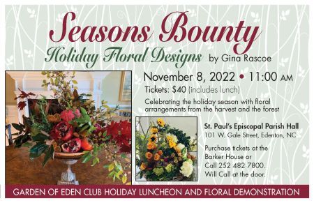 Edenton Events, Garden of Eden Holiday Luncheon