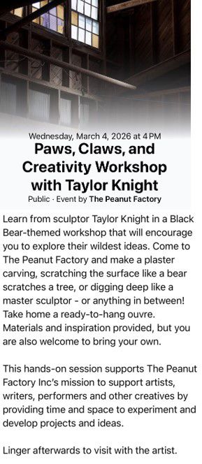 The Peanut Factory, Paws, Claws, and Creativity Workshop