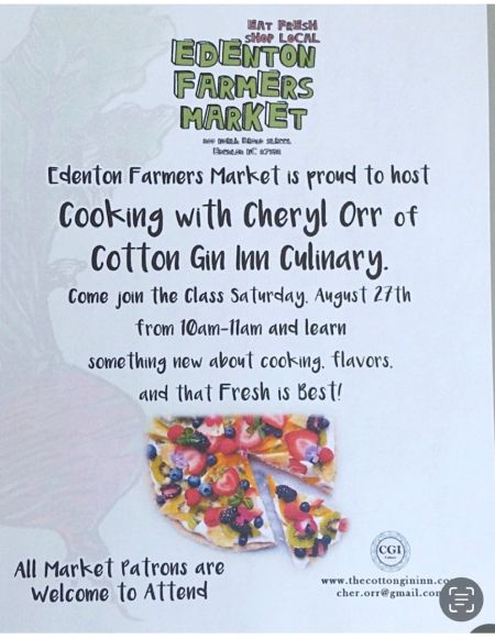 Edenton Farmers Market, Cooking with Cheryl Orr