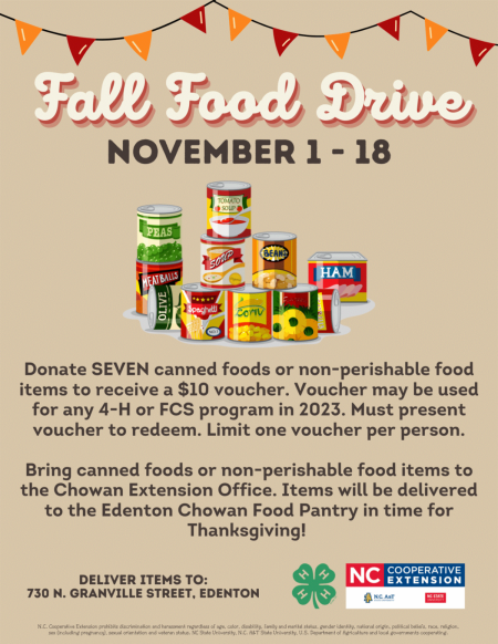 Edenton-Chowan Food Pantry, Fall Food Drive