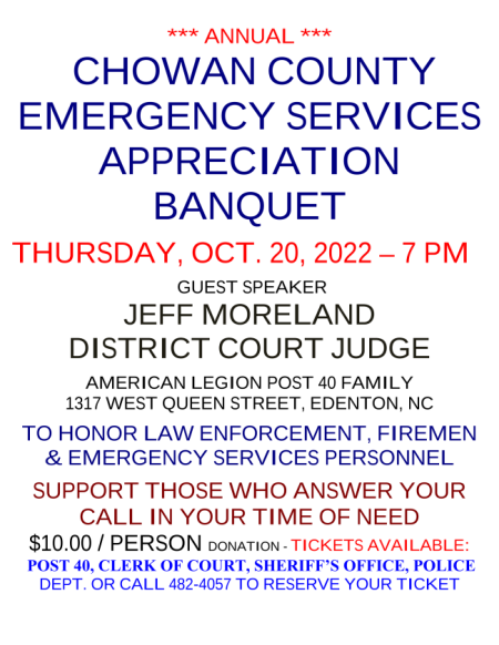 American Legion Post 40, Emergency Services Appreciation Banquet
