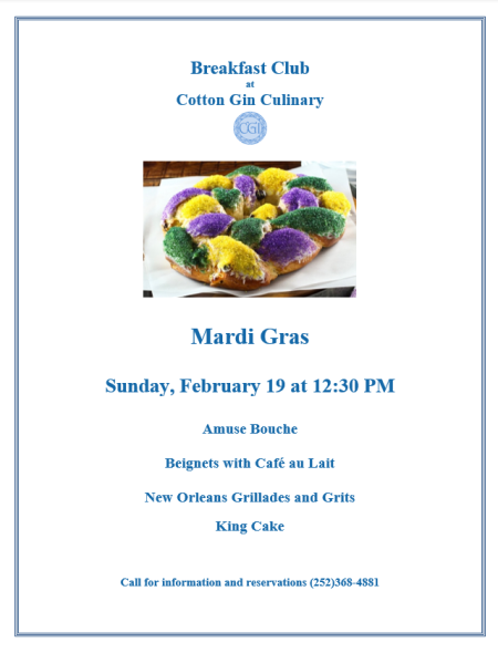 The Cotton Gin Inn Culinary, Mardi Gras