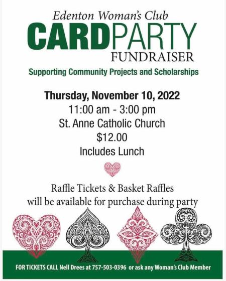 Edenton Women's Club, Card Party Fundraiser